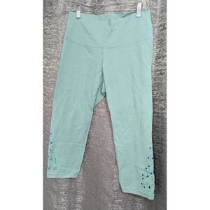 Old Navy Active Sport Capris Balance Leggings SZ Medium Women Green Teal Eyelets